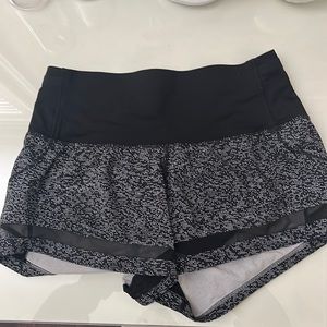 Black Lululemon athletic shorts have been worn and are not sold anymore